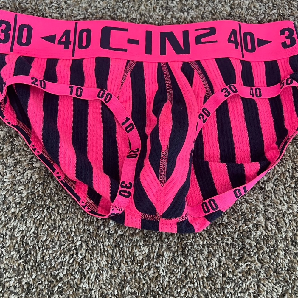 C-IN2 Men's Pink and Black Striped Briefs